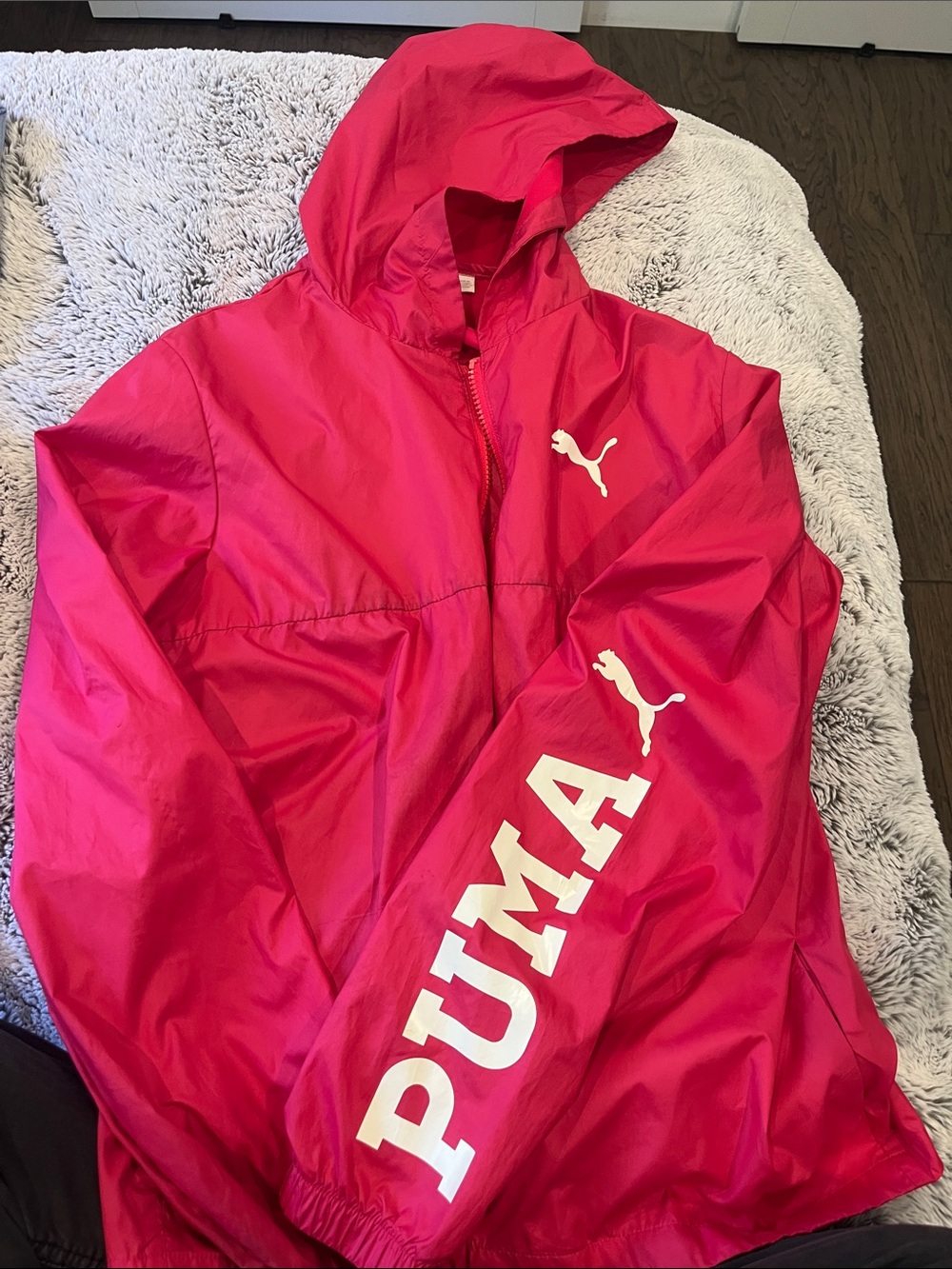 Puma Hot Pink Hooded Windbreaker with White Logo